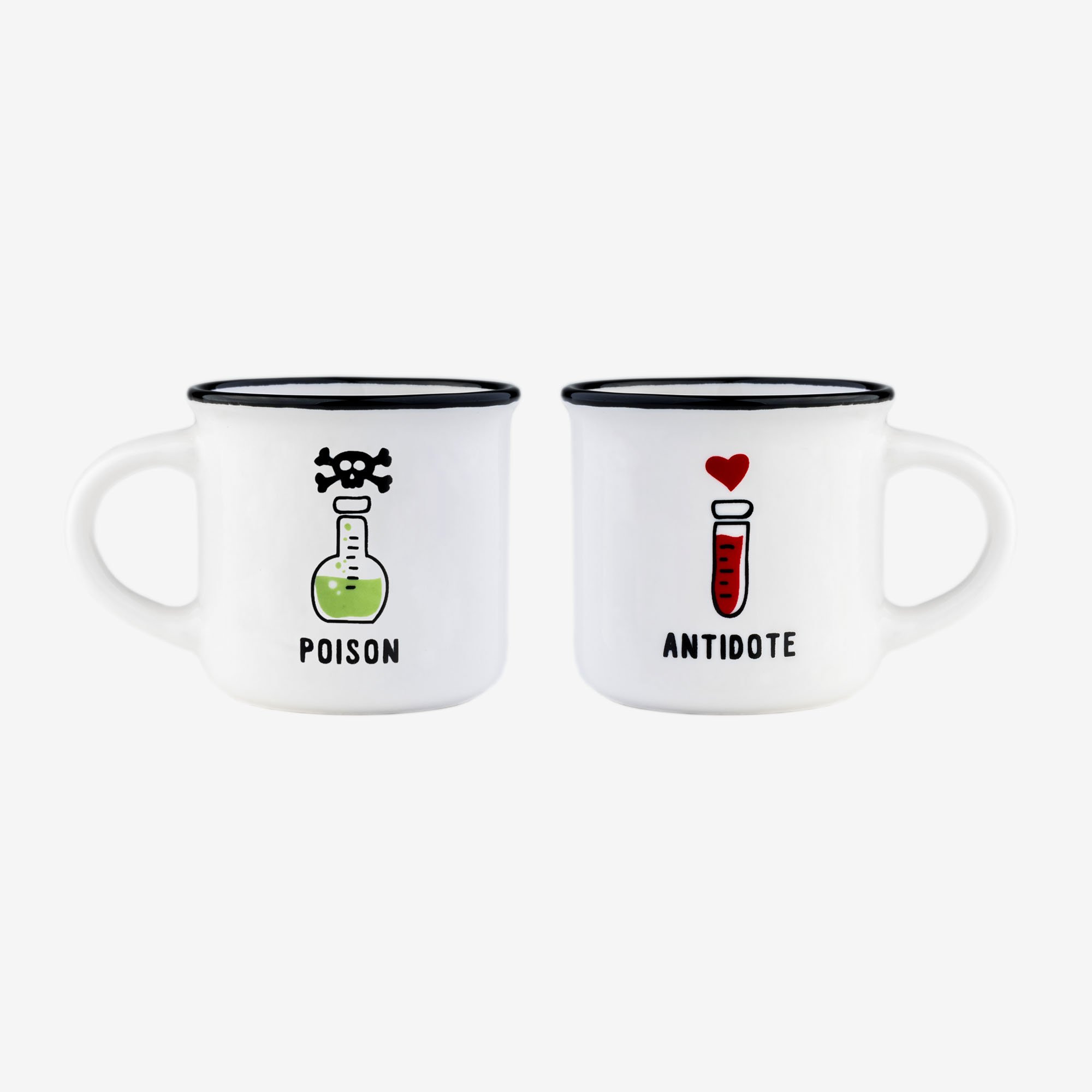 set 2 espresso mugs - poison & antidote